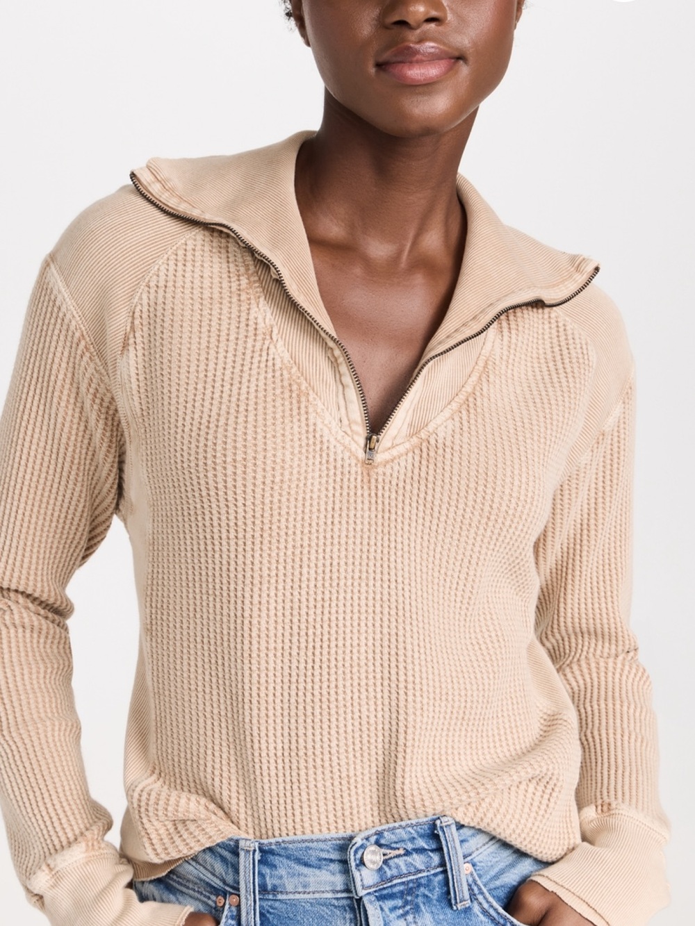 Free People Ashton Zip Thermal - Sand - Small